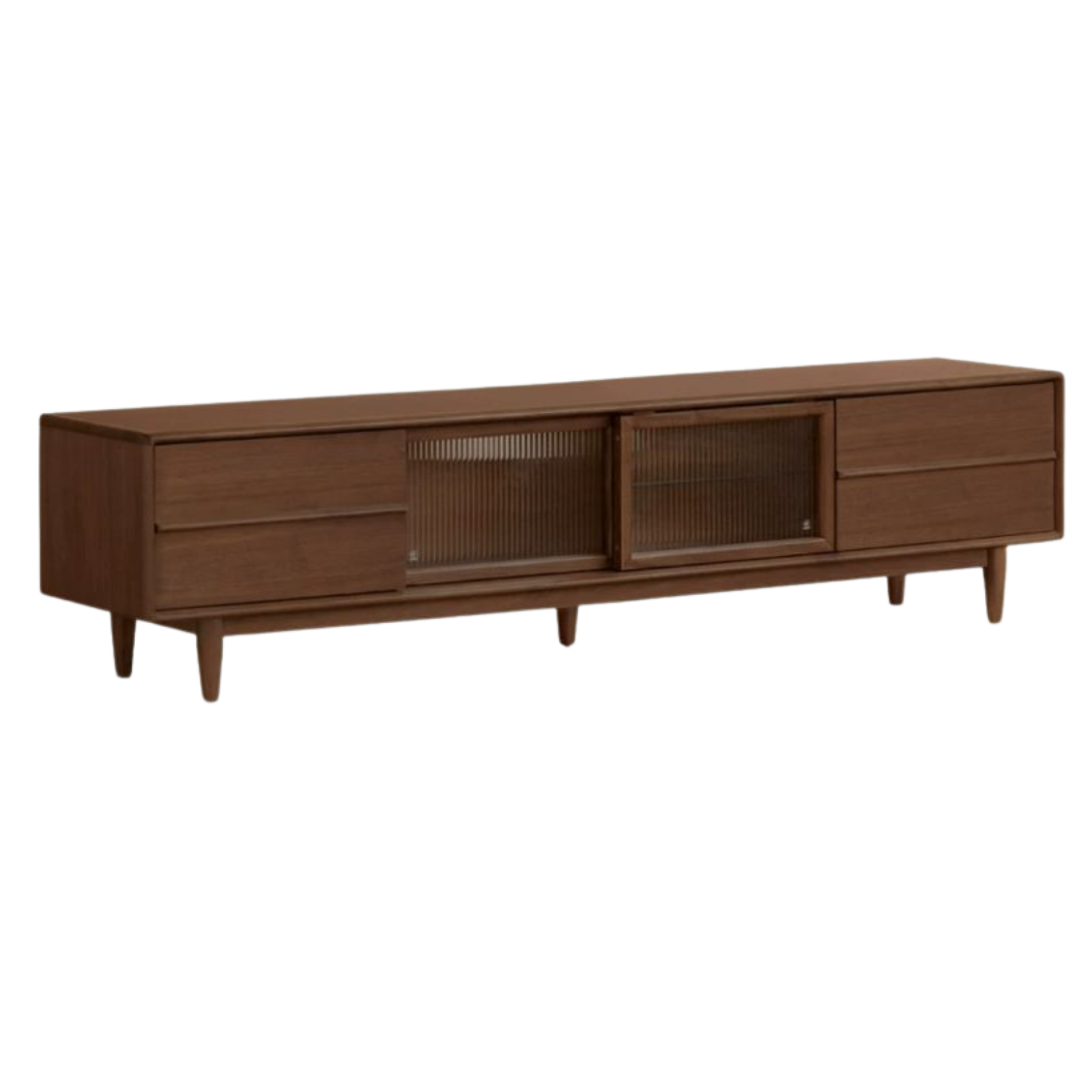 Black Walnut, Ash Solid Wood, Solid Longan Hardwood TV Cabinet with Sliding Door Storage