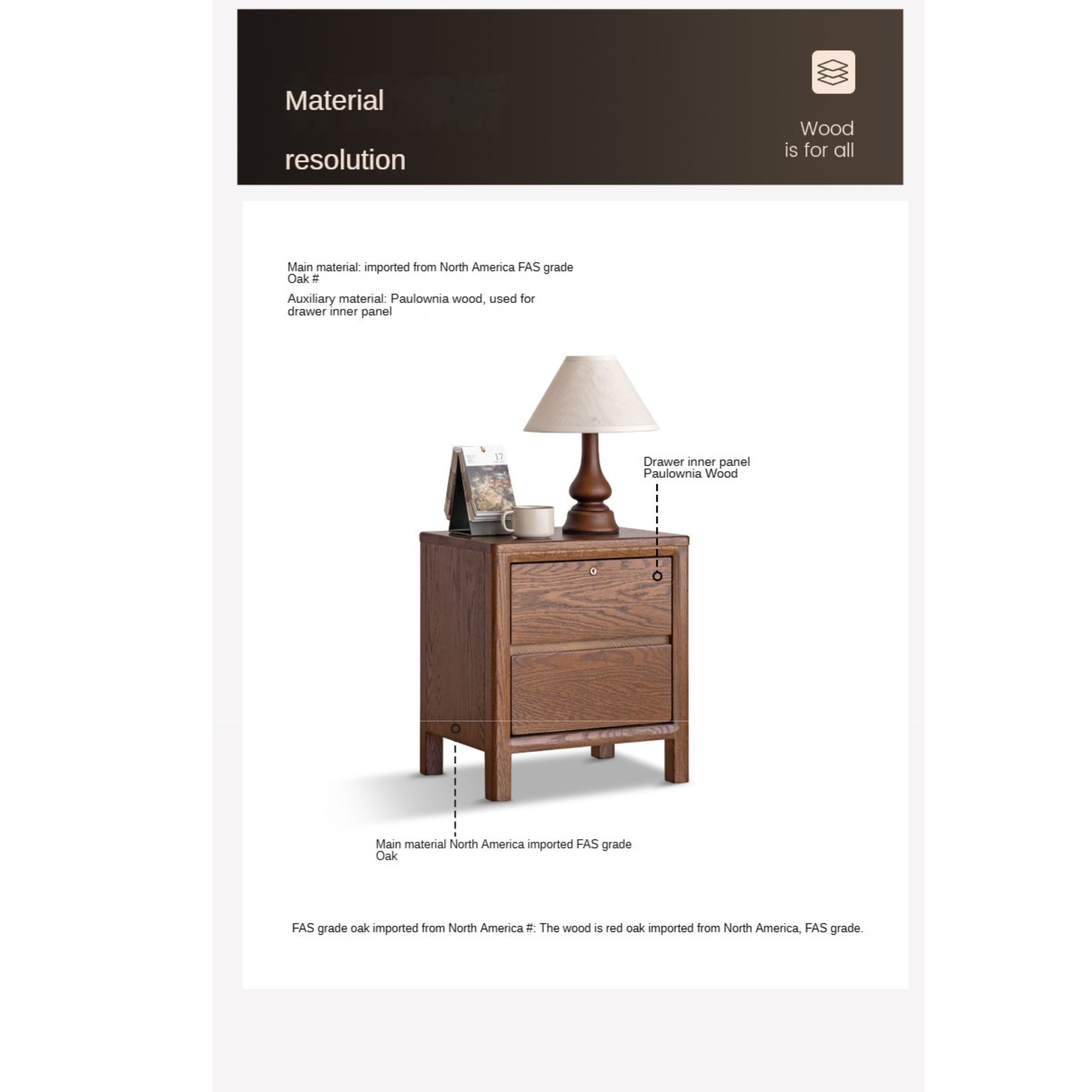 Oak Solid Wood Nordic Nightstand