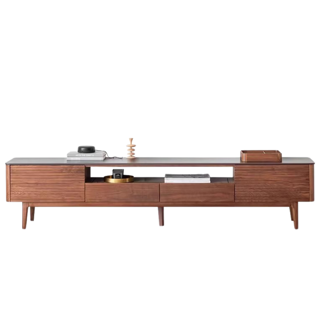 Black Walnut Solid Wood Slate TV Stand.