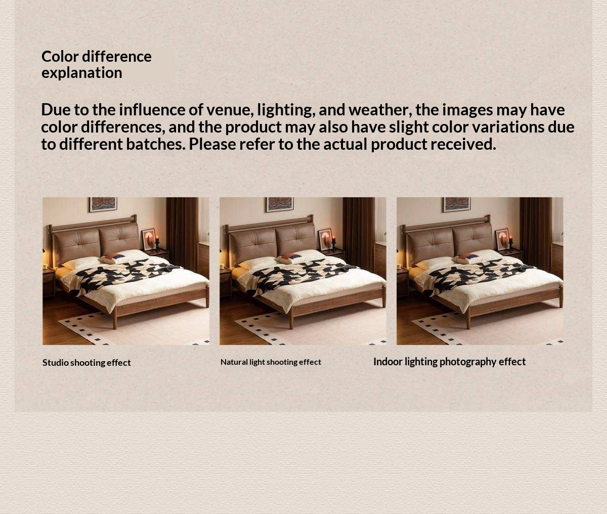 Black Walnut Solid Wood Bed with Plush Genuine Leather Cushioned Headboard