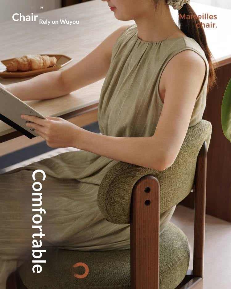 Set 4pcs Black Walnut Solid Wood, Solid Rubberwood Wood Upholstered Dining Chair, Modern Organic