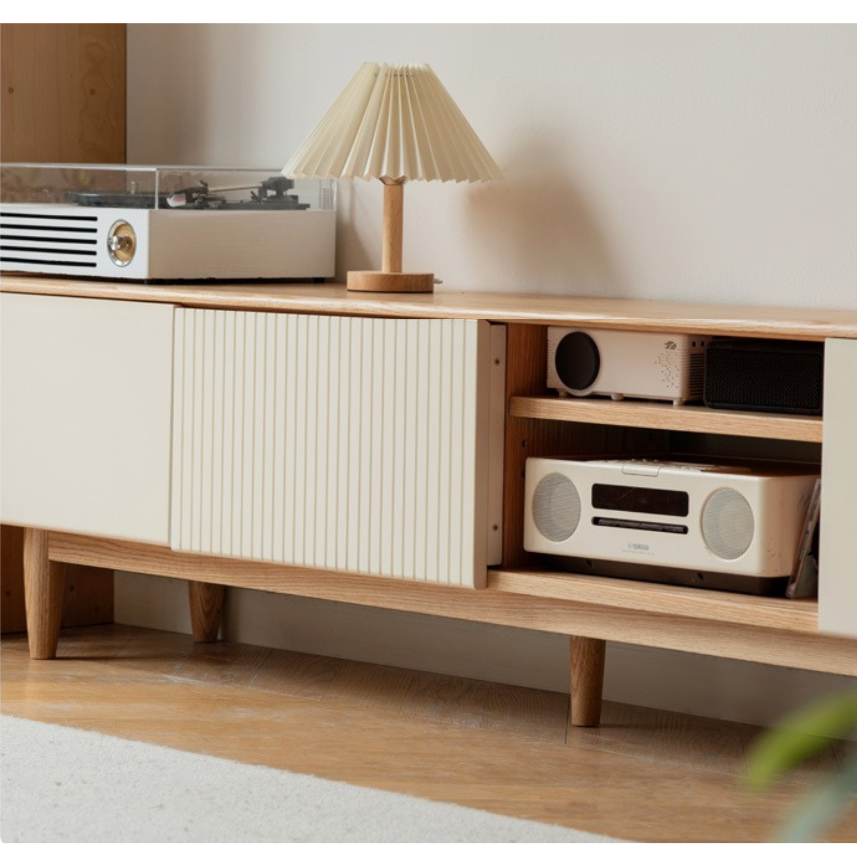 Oak Solid Wood Modern Storage TV Cabinet.