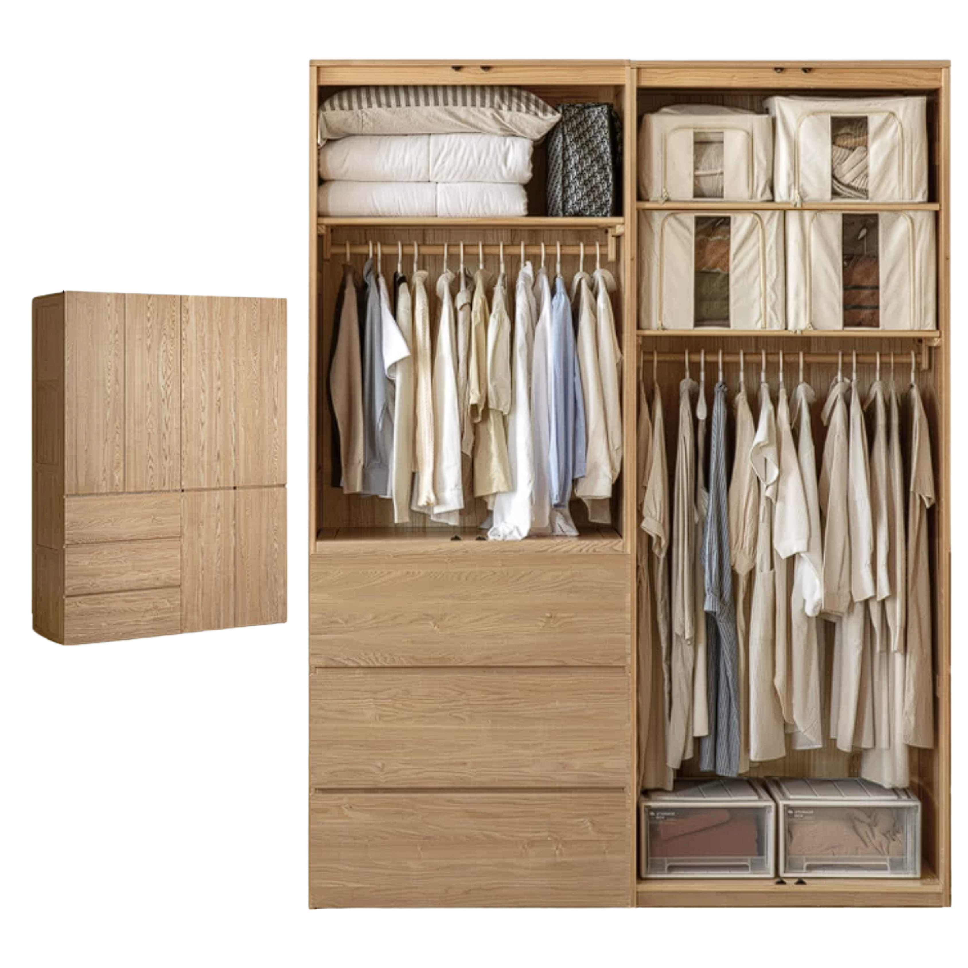 Oak, Ash Solid Wood Sectional Wardrobe