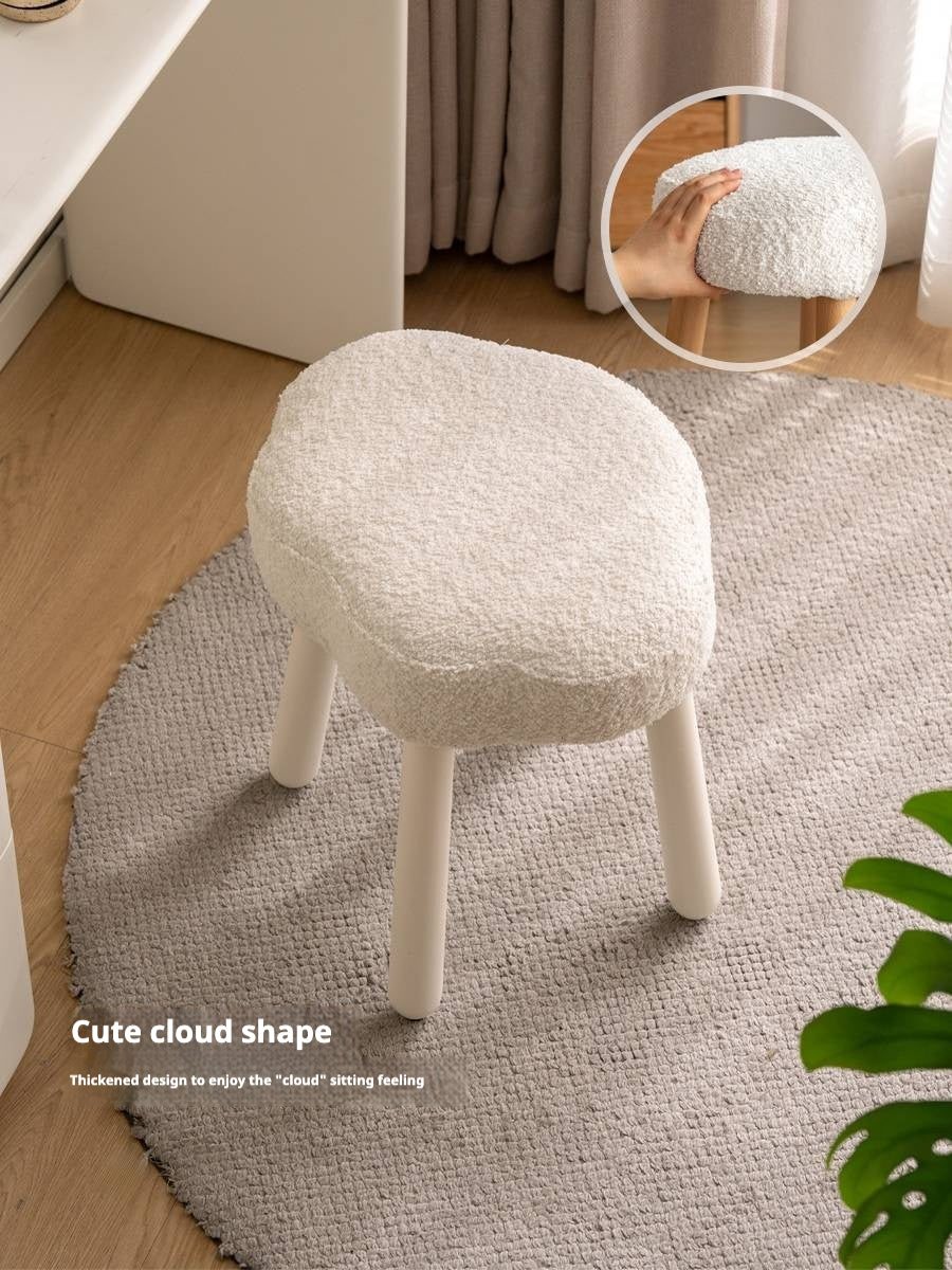 Beech, birch solid wood Nordic lamb velvet cloud makeup stool.