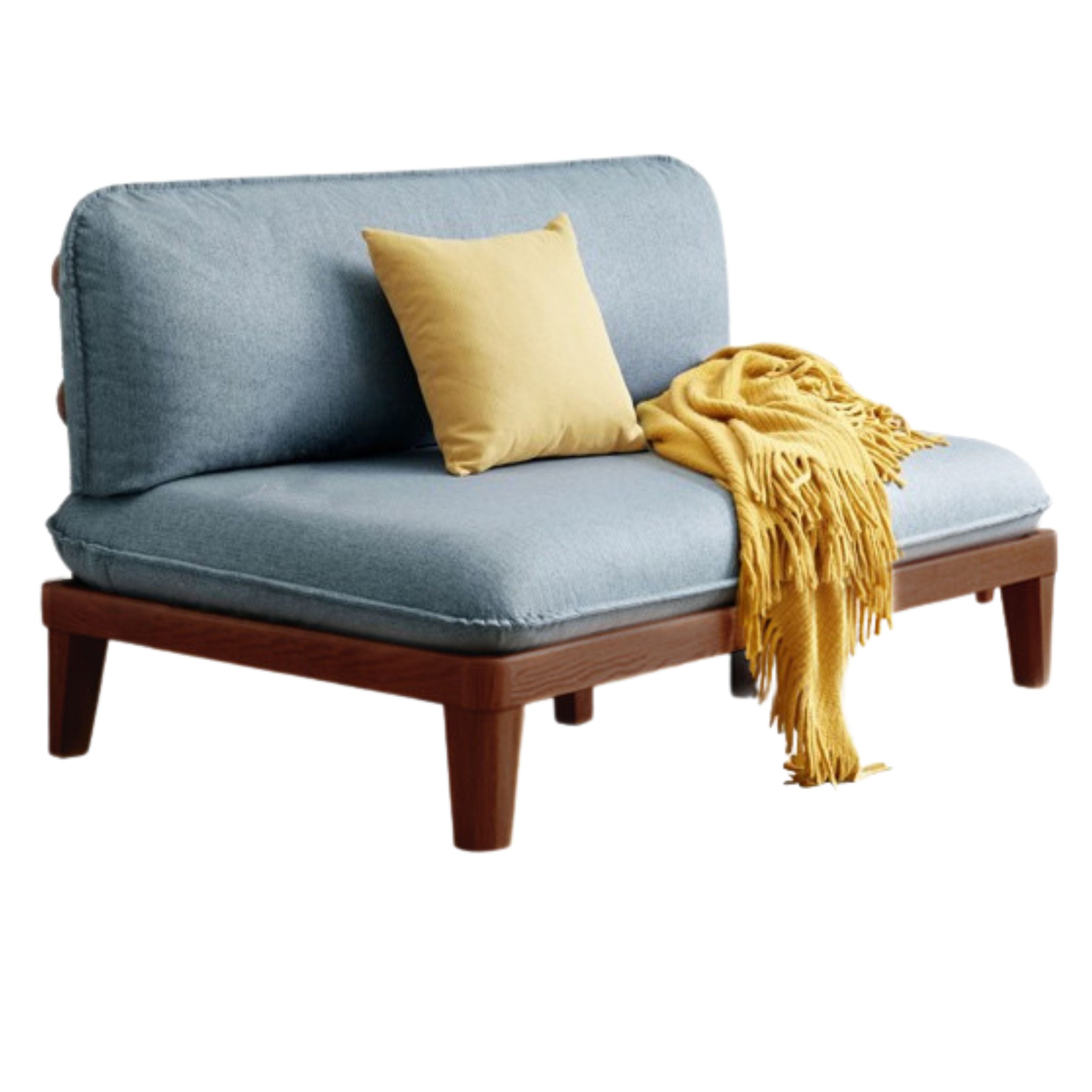 Oak Solid wood Armless Straight Fabric Sofa.