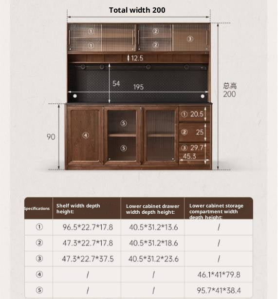 Sandalwood Solid Wood Rock Board Modern Sideboard