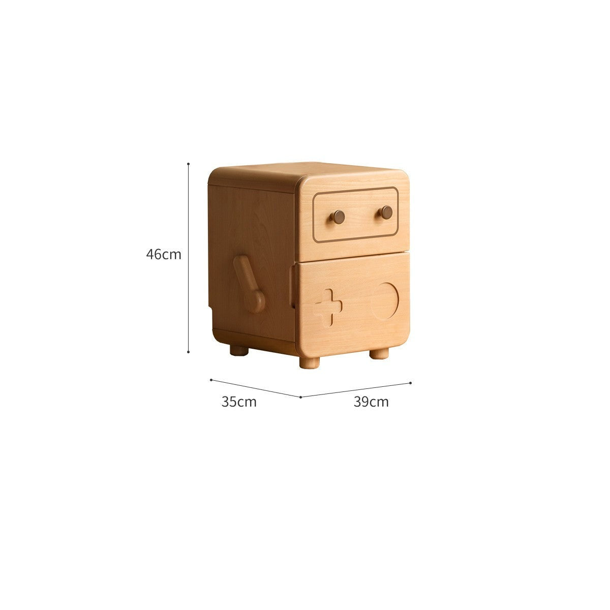 Oak Solid Wood Children's Cartoon Robot Nightstand