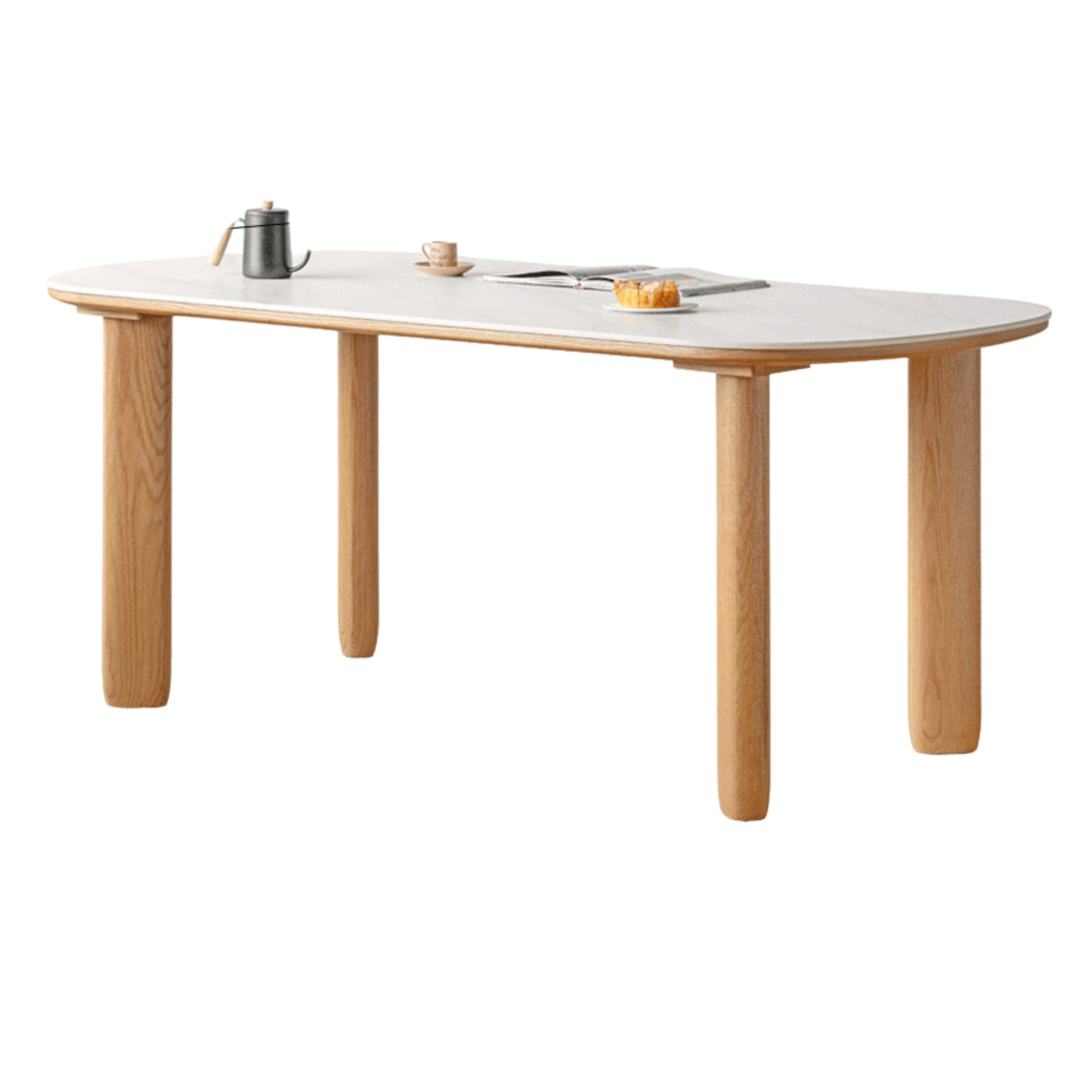 Oak Solid Wood Round Corner Long Dining Table