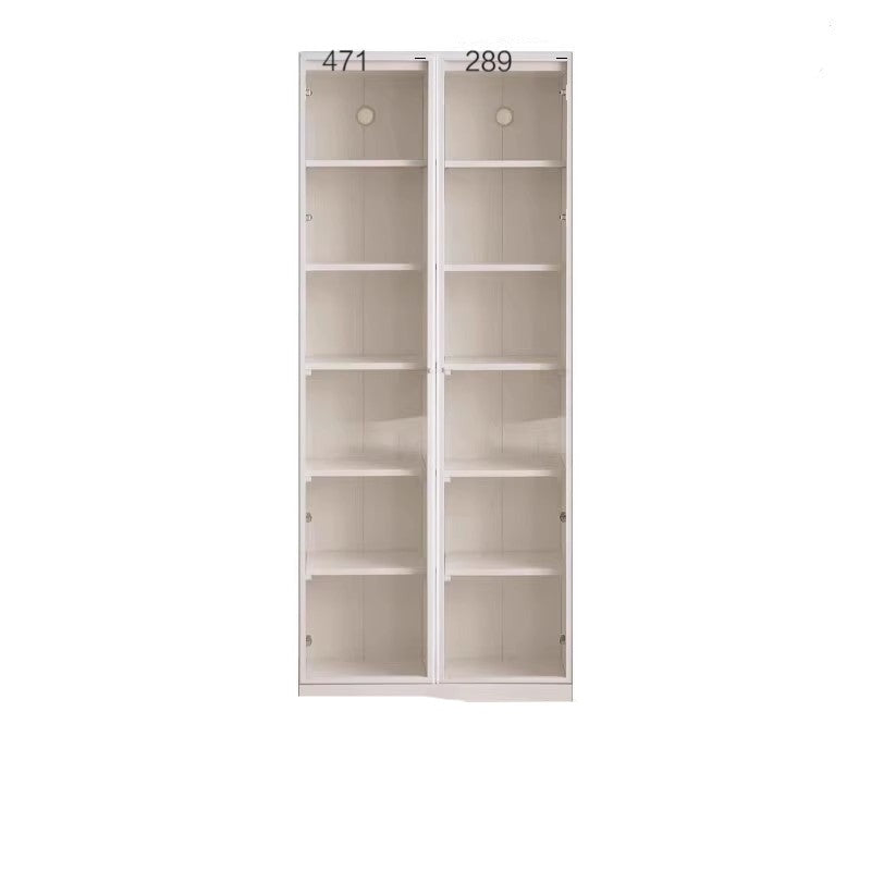Poplar Solid Wood Combination Bookshelf Wall-To-Ceiling Bookcase Glass Door Display Cabinet Cream Style<