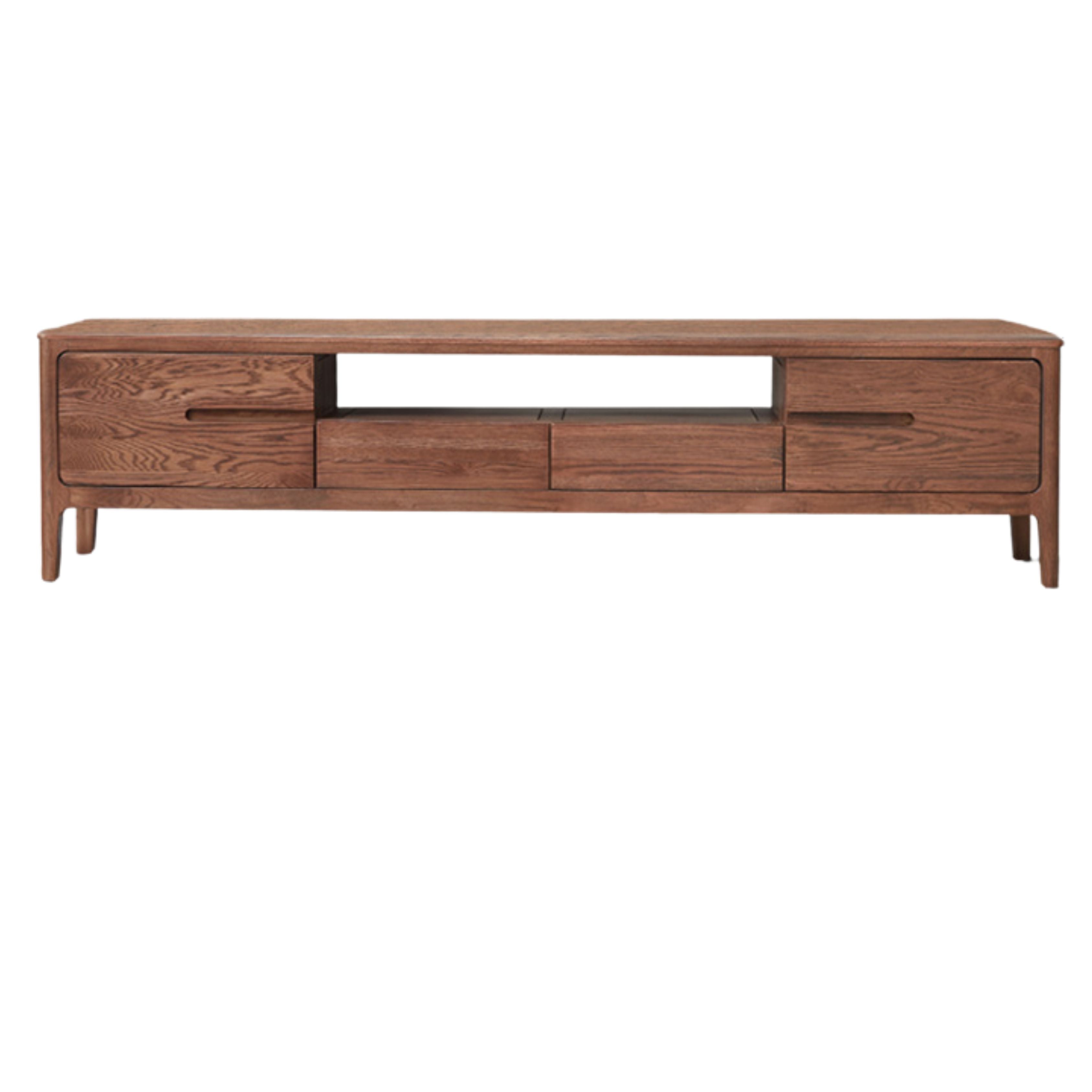 Oak, Solid Rubberwood Modern TV Stand