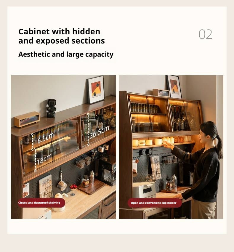 Black Walnut Solid Wood Italian-Style Sideboard – Sleek Buffet Cabinet