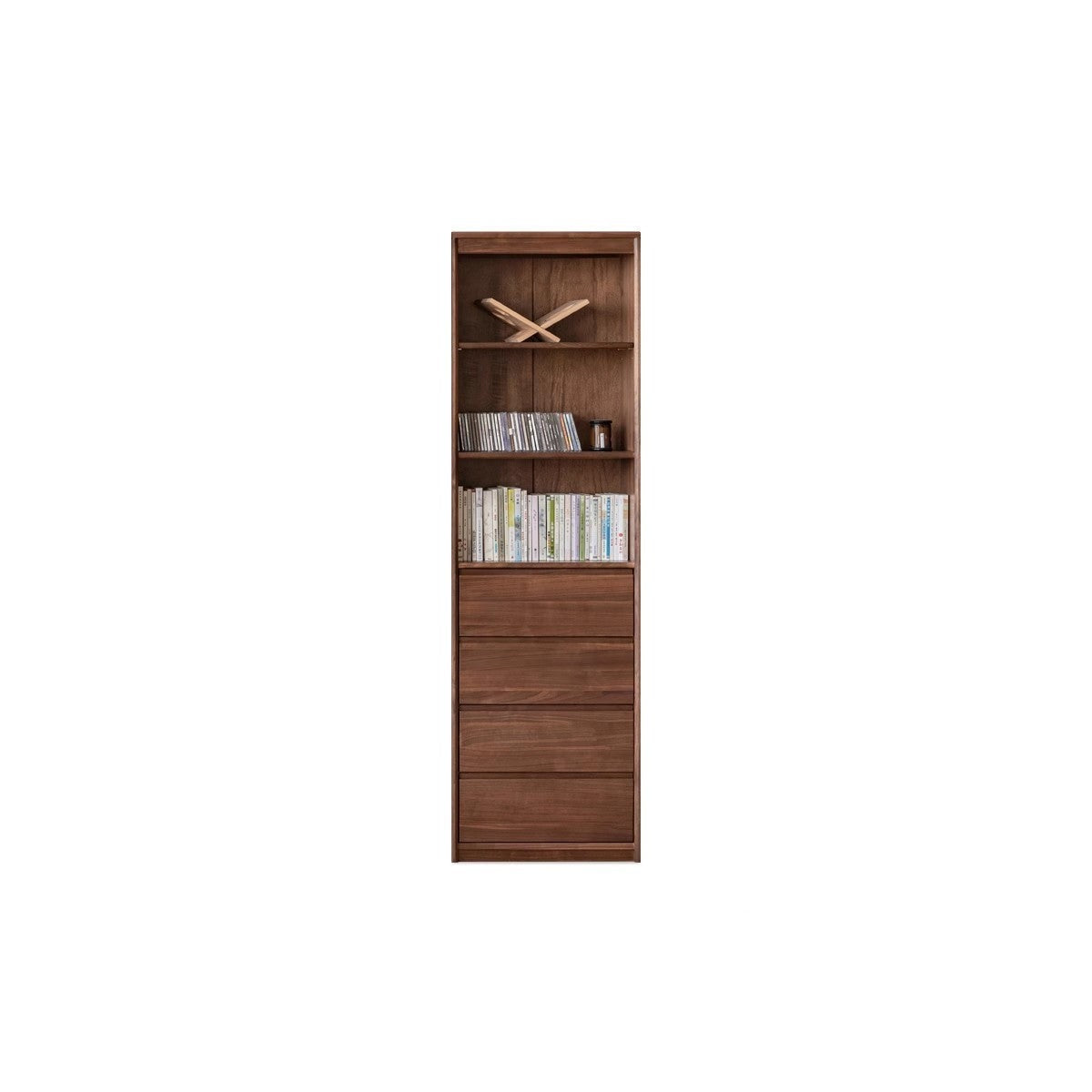 Black Walnut Solid Wood flat glass Double-door bookcase