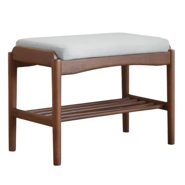 Black Walnut Solid Wood Genuine leather, Fabrics Shoe Changing Stool