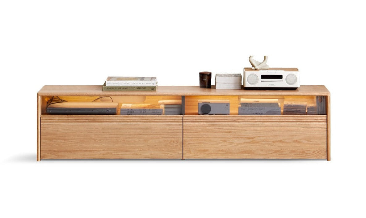 Oak, Cherry Wood, Black Walnut, TV Stand Floor Cabinet