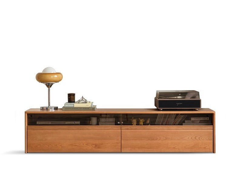 Oak, Cherry Wood, Black Walnut, TV Stand Floor Cabinet