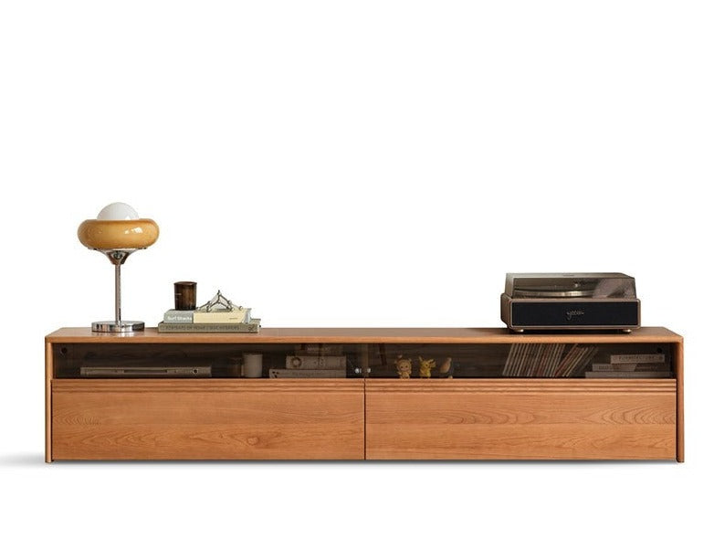 Black Walnut, Oak, Cherry Solid Wood TV Stand Floor Cabinet