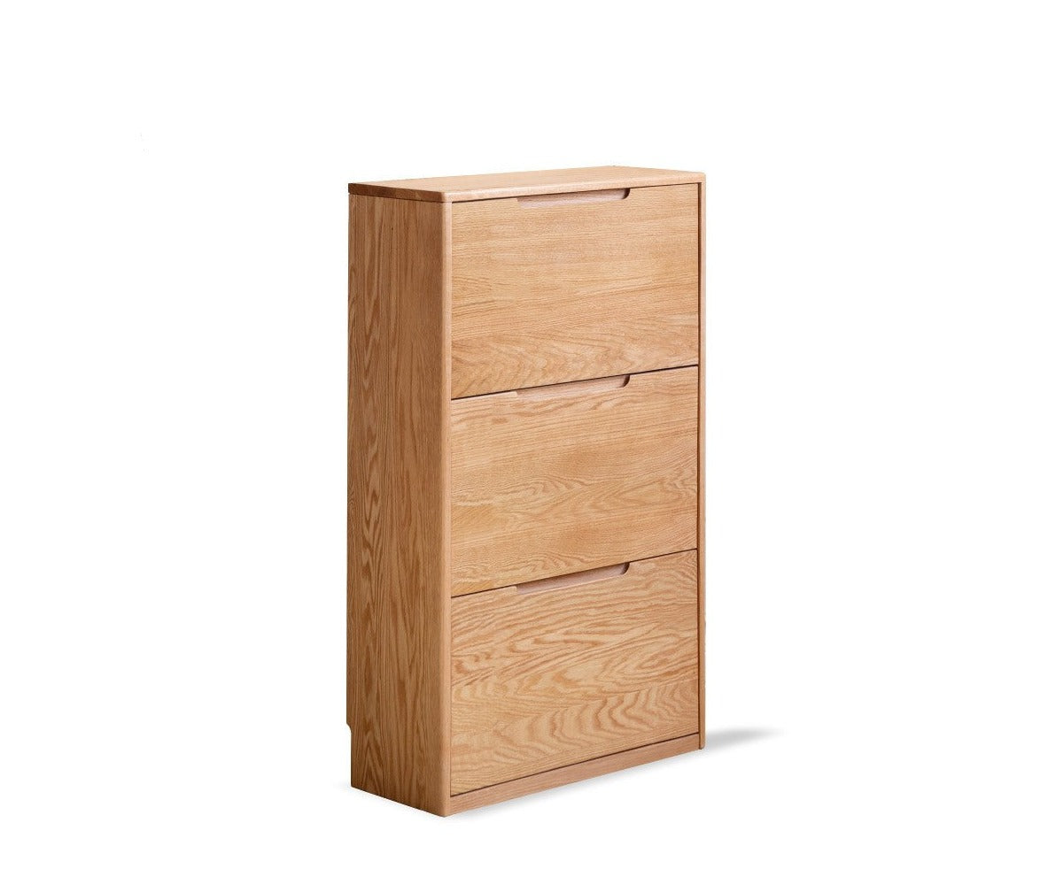 Oak solid wood ultra-thin shoe cabinet home door entry porch cabinet"