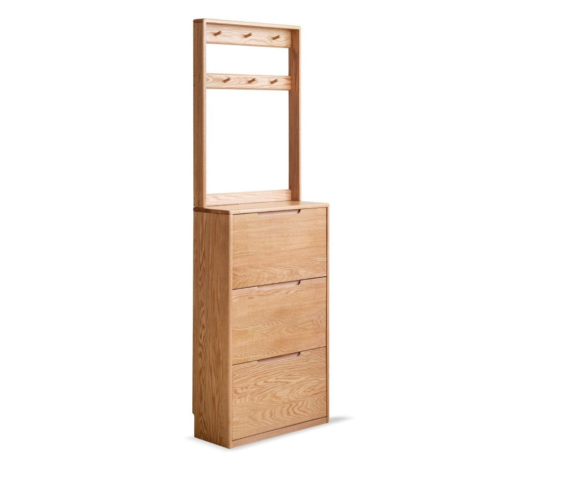 Oak solid wood ultra-thin shoe cabinet home door entry porch cabinet"
