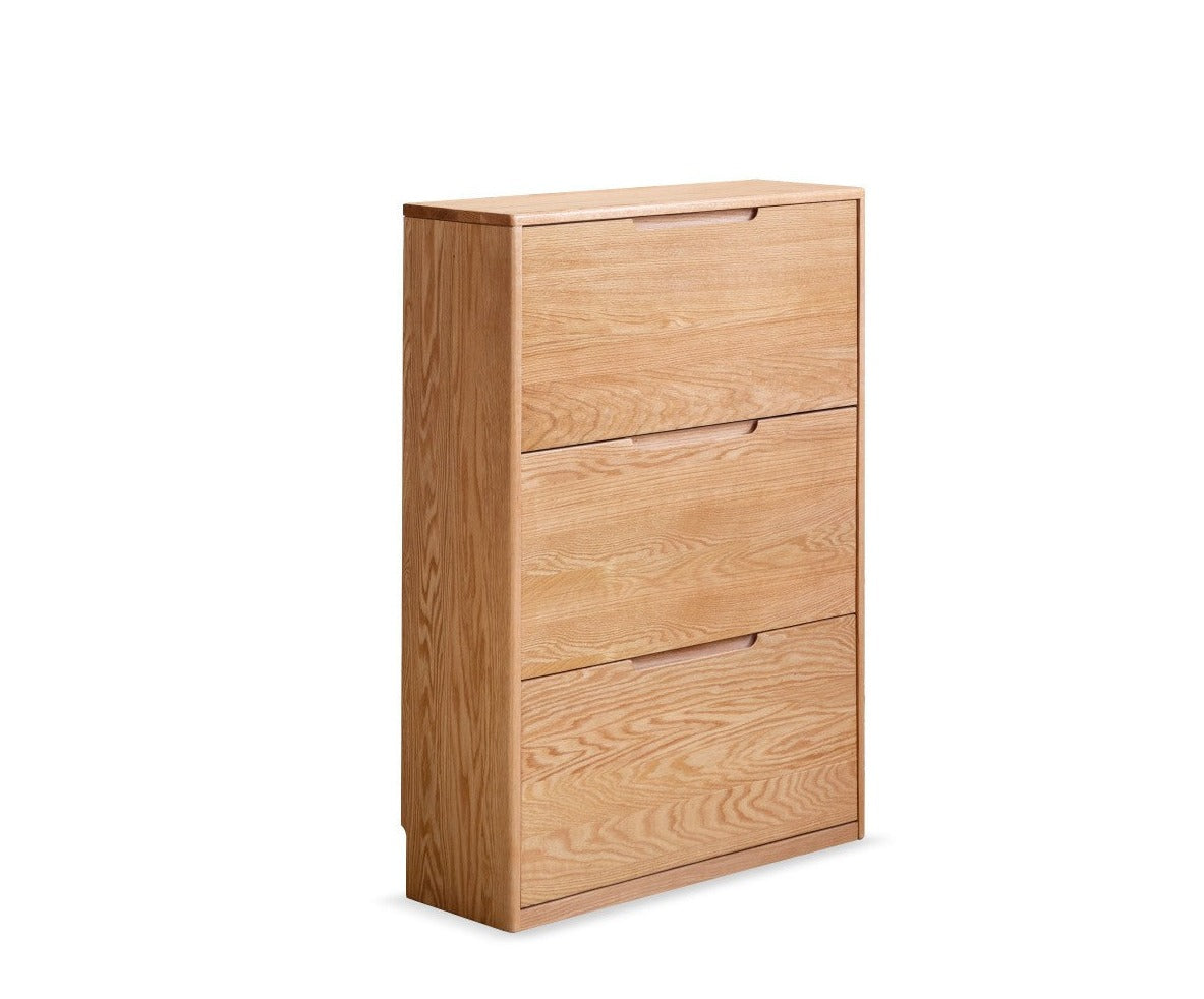 Oak solid wood ultra-thin shoe cabinet home door entry porch cabinet"