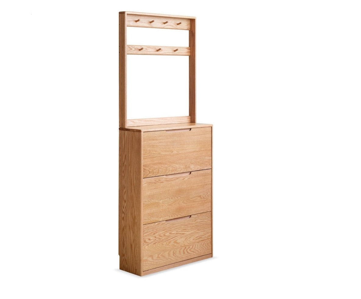 Oak solid wood ultra-thin shoe cabinet home door entry porch cabinet"
