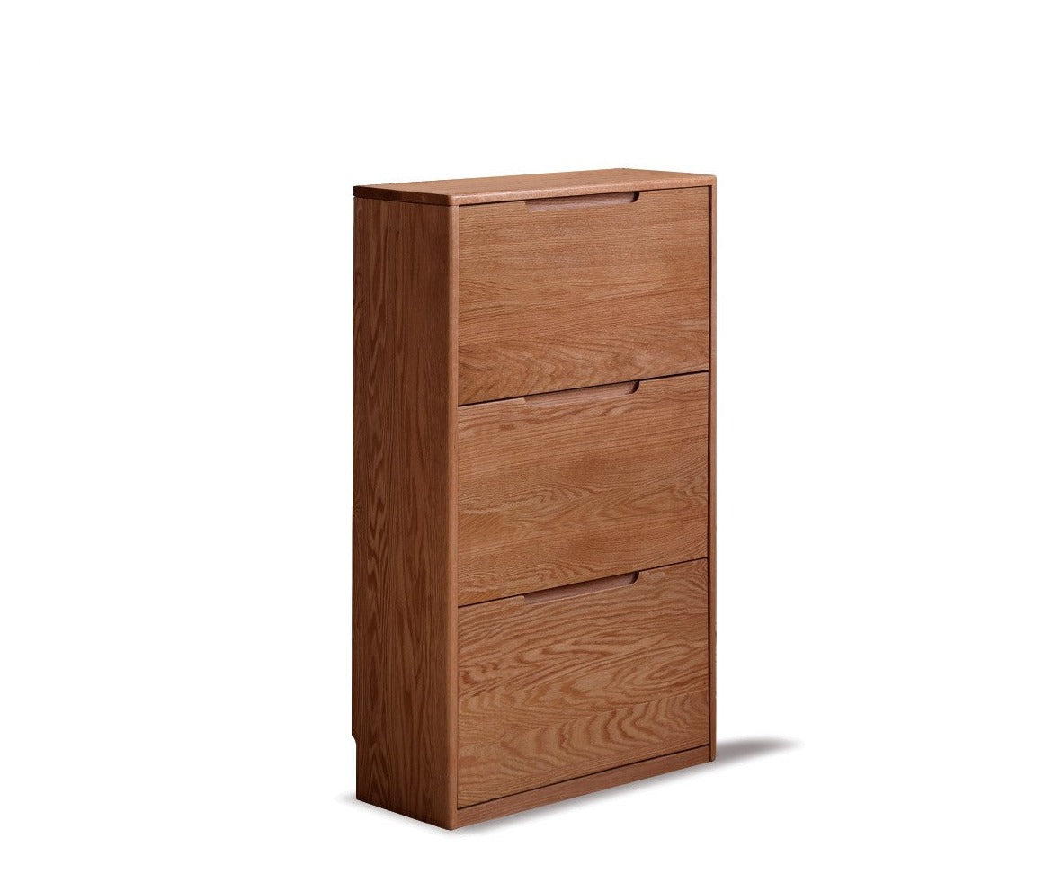 Oak solid wood ultra-thin shoe cabinet home door entry porch cabinet"