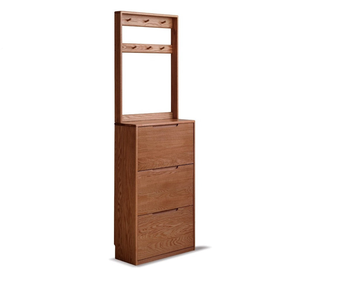 Oak solid wood ultra-thin shoe cabinet home door entry porch cabinet"