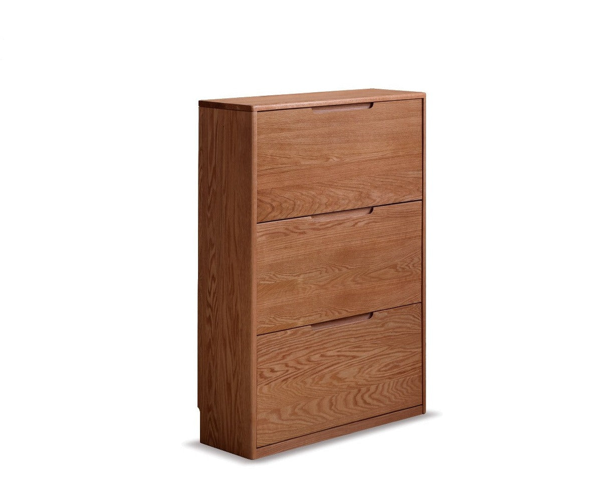 Oak solid wood ultra-thin shoe cabinet home door entry porch cabinet"