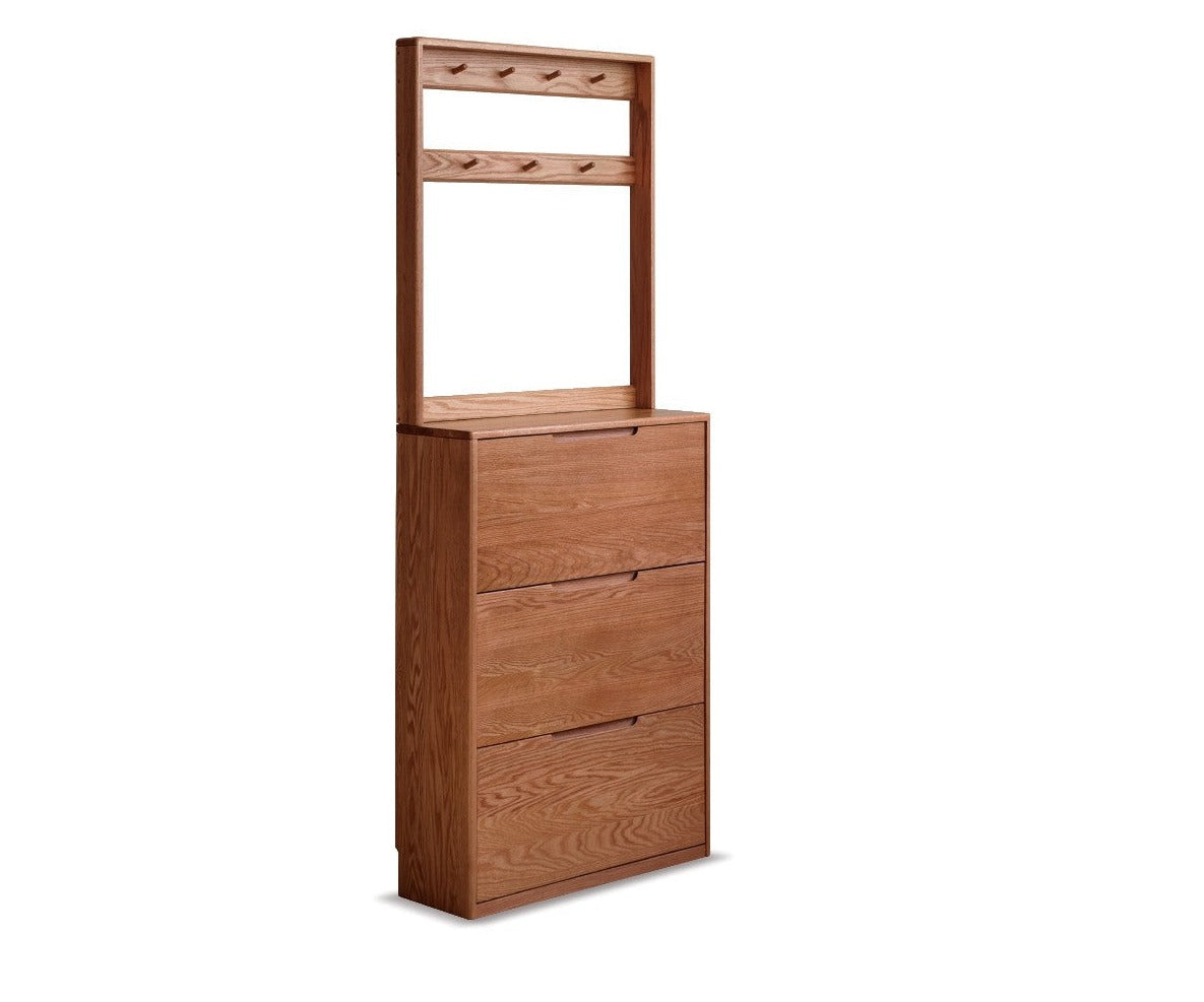Oak solid wood ultra-thin shoe cabinet home door entry porch cabinet"