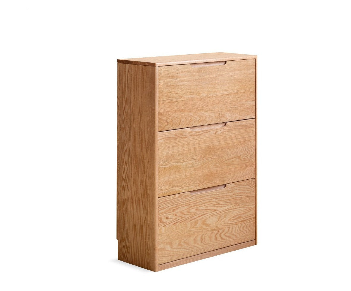 Oak solid wood ultra-thin shoe cabinet home door entry porch cabinet"