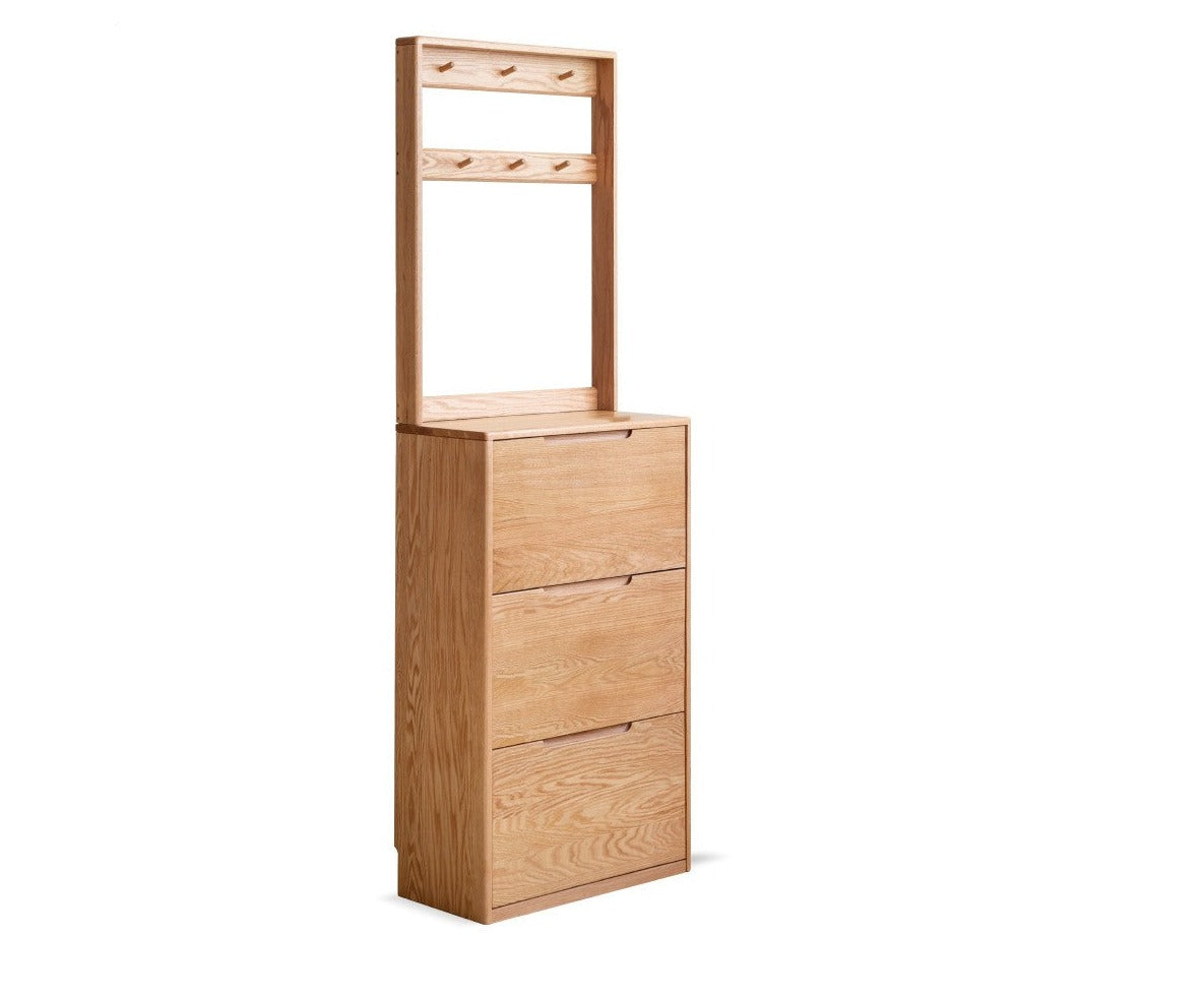 Oak solid wood ultra-thin shoe cabinet home door entry porch cabinet"