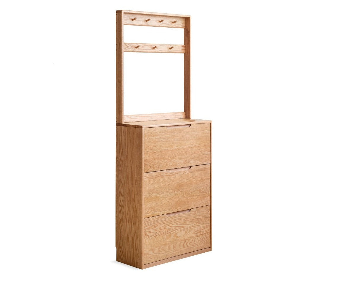 Oak solid wood ultra-thin shoe cabinet home door entry porch cabinet"