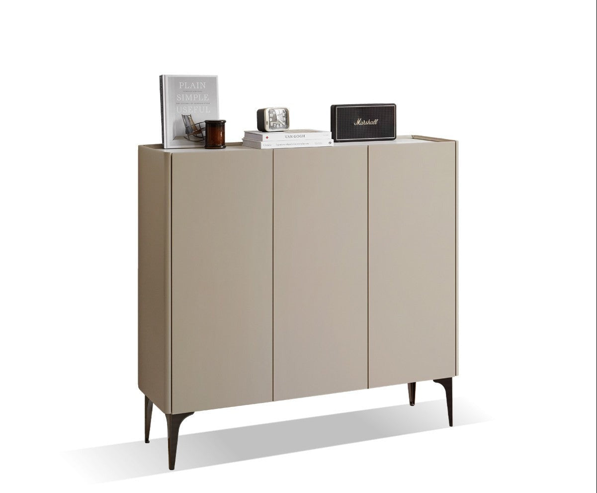 Light luxury Slab top Ash solid wood shoe cabinet"