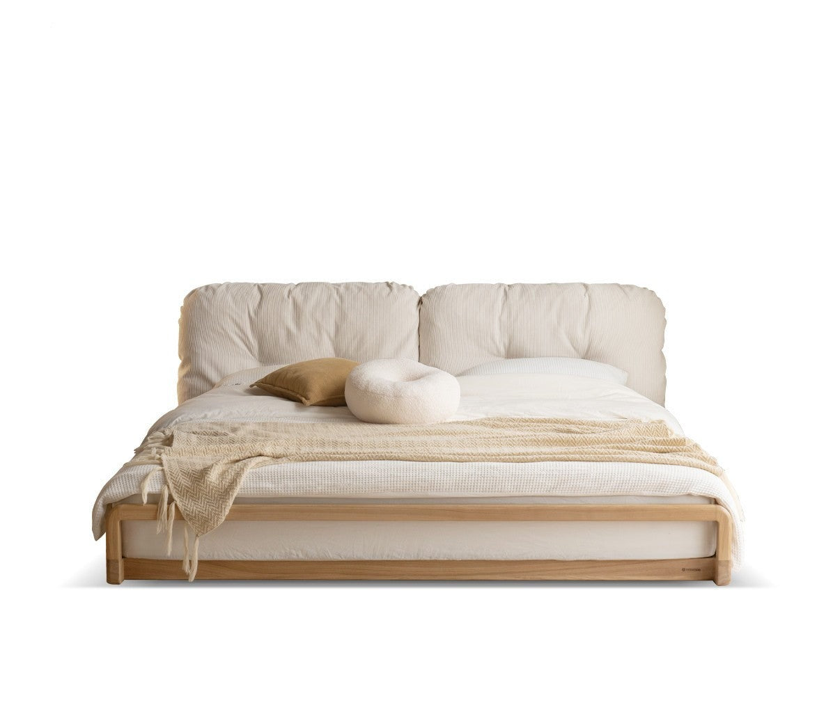 Ash Solid Wood Technology Cloth Floor Bed