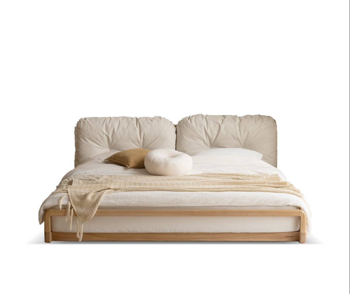 Ash Solid Wood Technology Cloth Floor Bed
