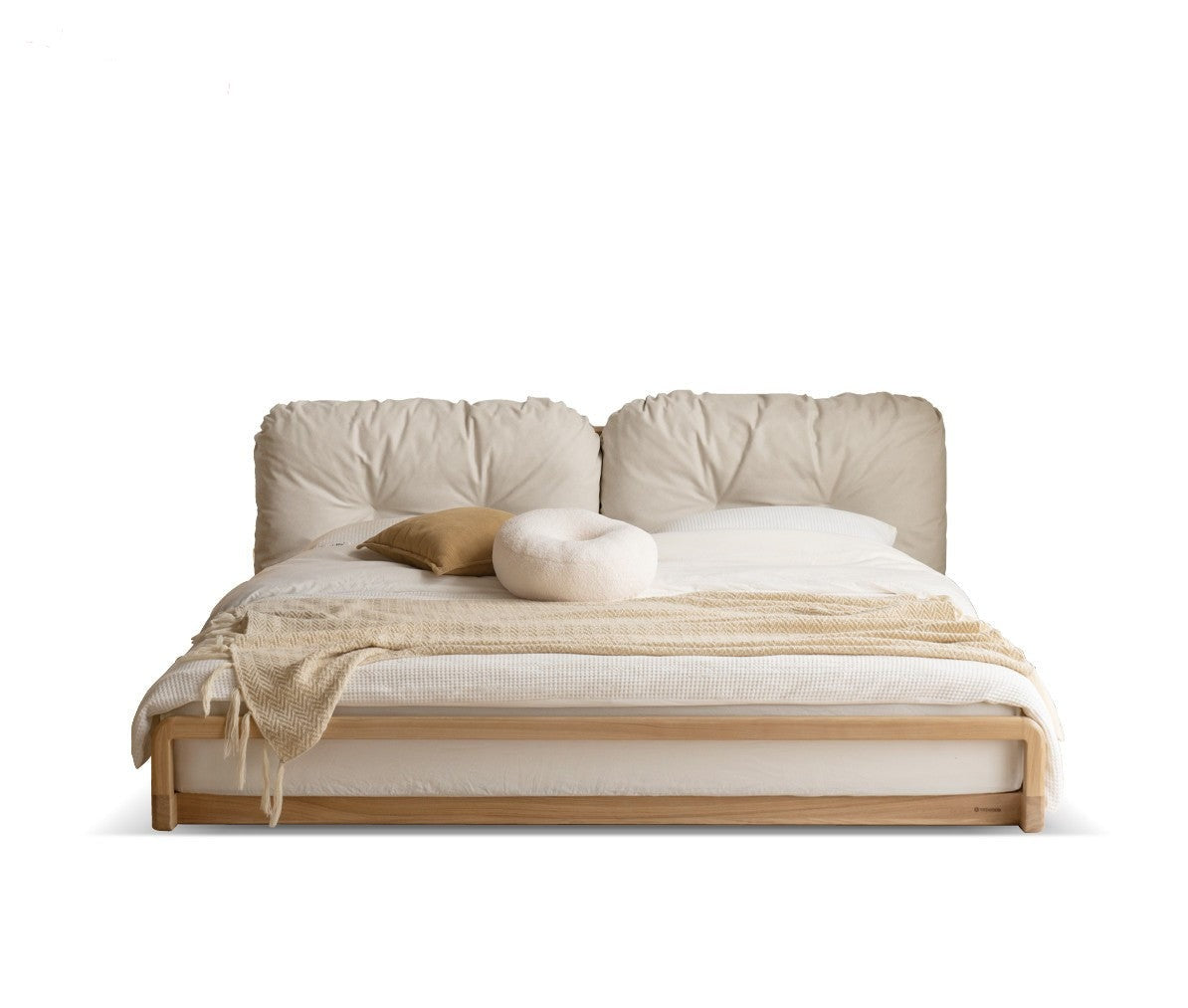 Ash Solid Wood Technology Cloth Floor Bed