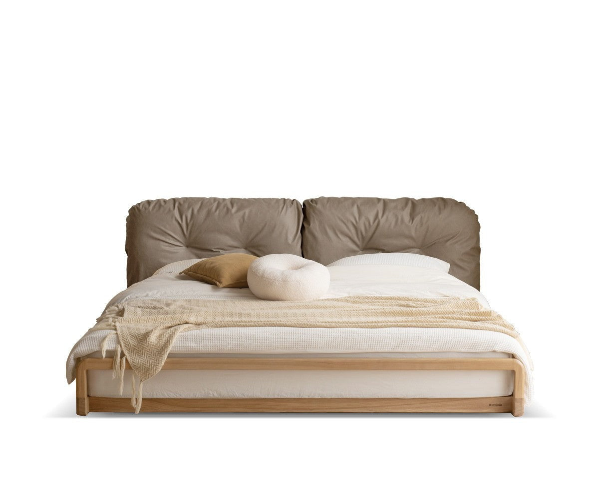 Ash Solid Wood Technology Cloth Floor Bed