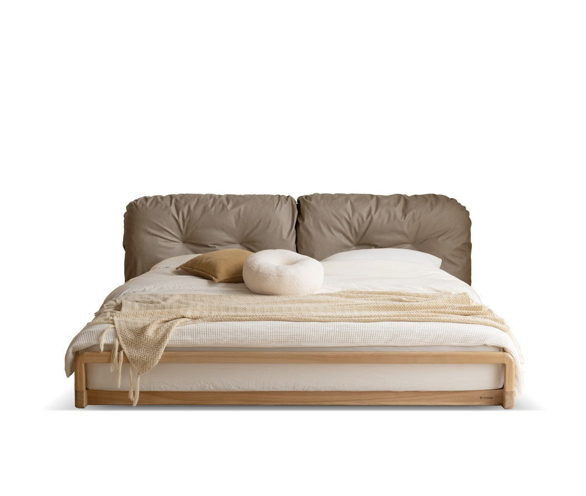 Ash Solid Wood Technology Cloth Floor Bed