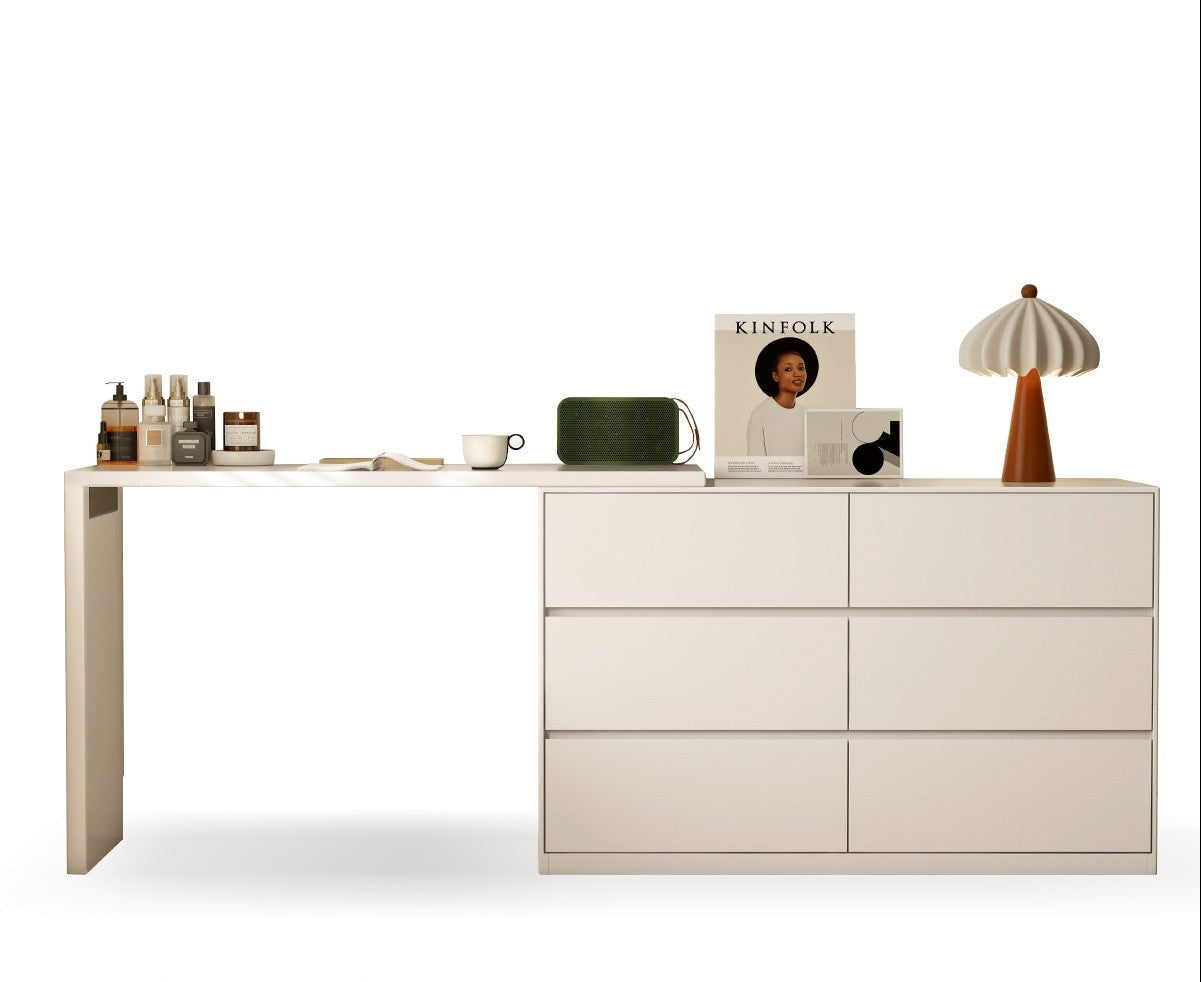 Solid RubberWood Cream Style Telescopic Vanity Table.