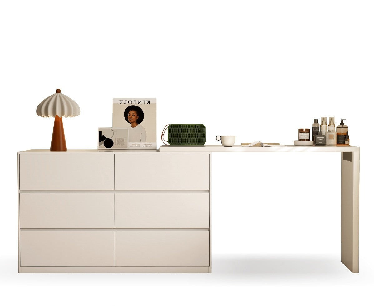 Solid RubberWood Cream Style Telescopic Vanity Table.