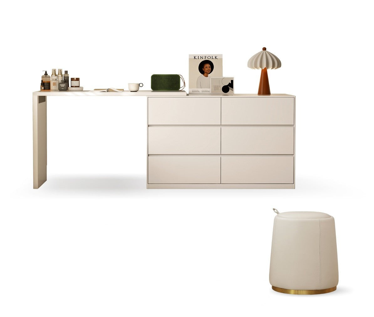 Poplar solid wood cream style telescopic dressing table*