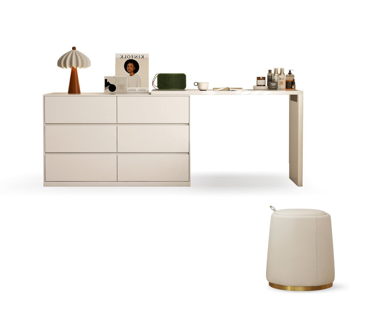 Poplar solid wood cream style telescopic dressing table*