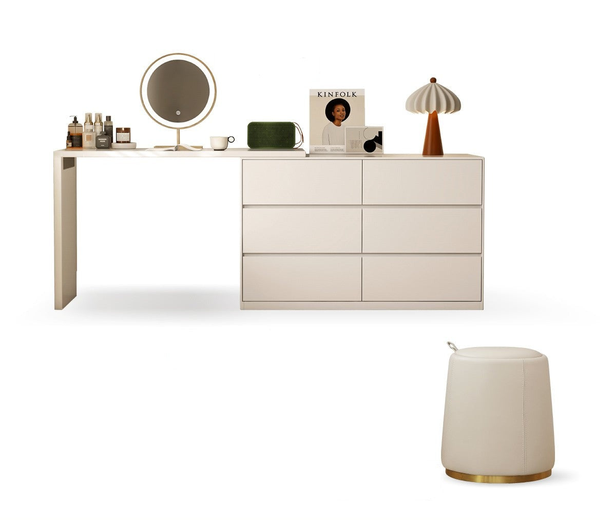 Poplar solid wood cream style telescopic dressing table*