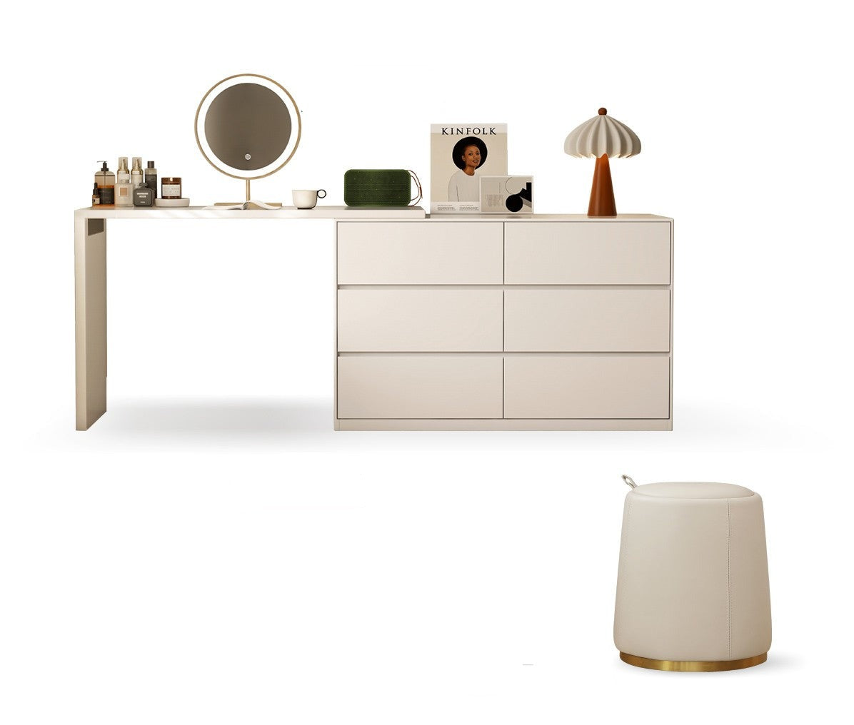 Poplar solid wood cream style telescopic dressing table*