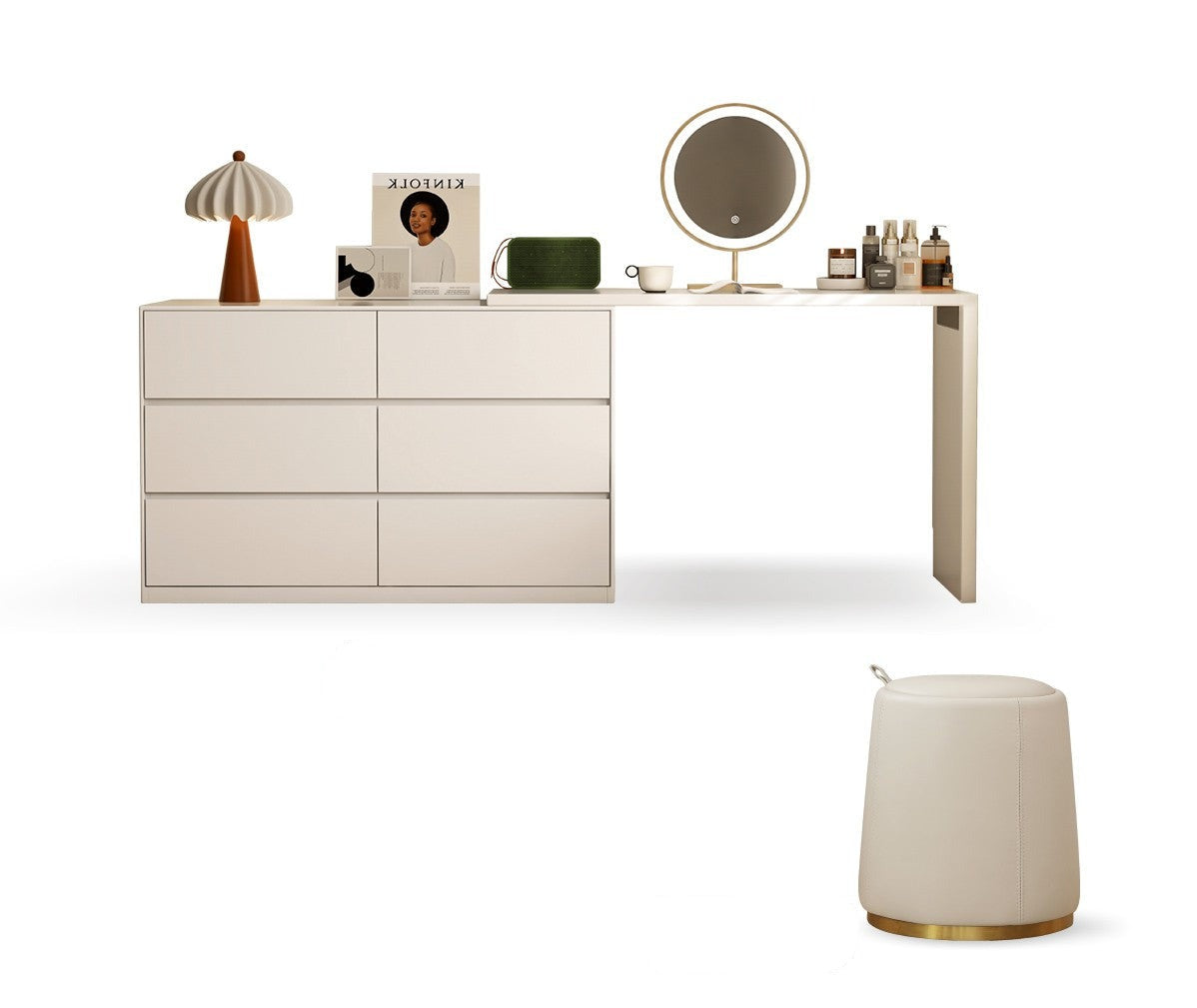 Poplar solid wood cream style telescopic dressing table*