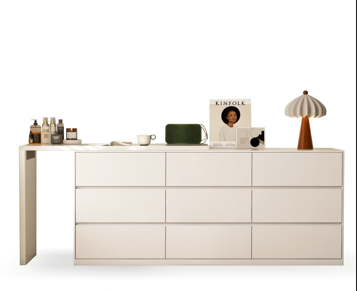 Poplar Solid Wood Cream Style Telescopic Dressing Table.