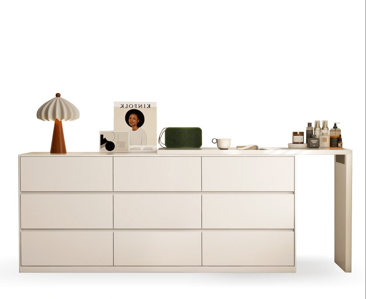 Solid RubberWood Cream Style Telescopic Vanity Table.