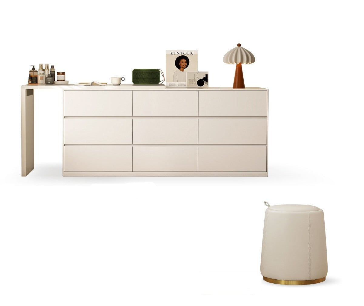 Poplar solid wood cream style telescopic dressing table*