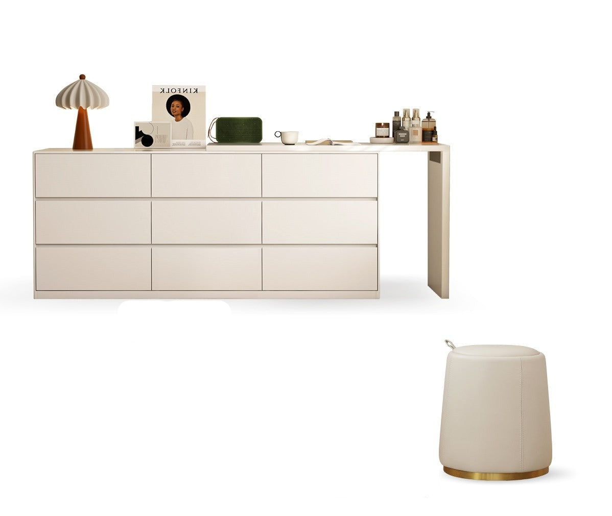Poplar solid wood cream style telescopic dressing table*