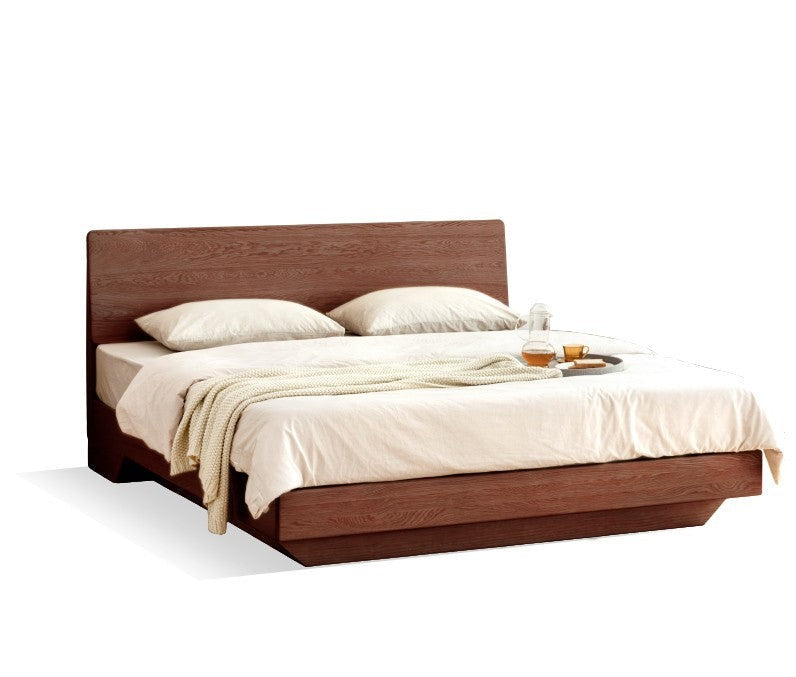 Oak,Black Walnut Solid Wood Suspended Luminous Box Bed