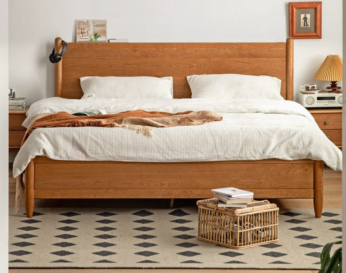 Cherry Wood, Black Walnut Solid Wood Box Bed